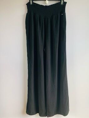 Guess Pants Smocked Waist High Rise Wide Leg Palazzo Black Cotton Casual EUC M